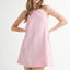 Vestido Mini A-Line de Mezcla de Lino con Ric Rac Lateral para Mujeres