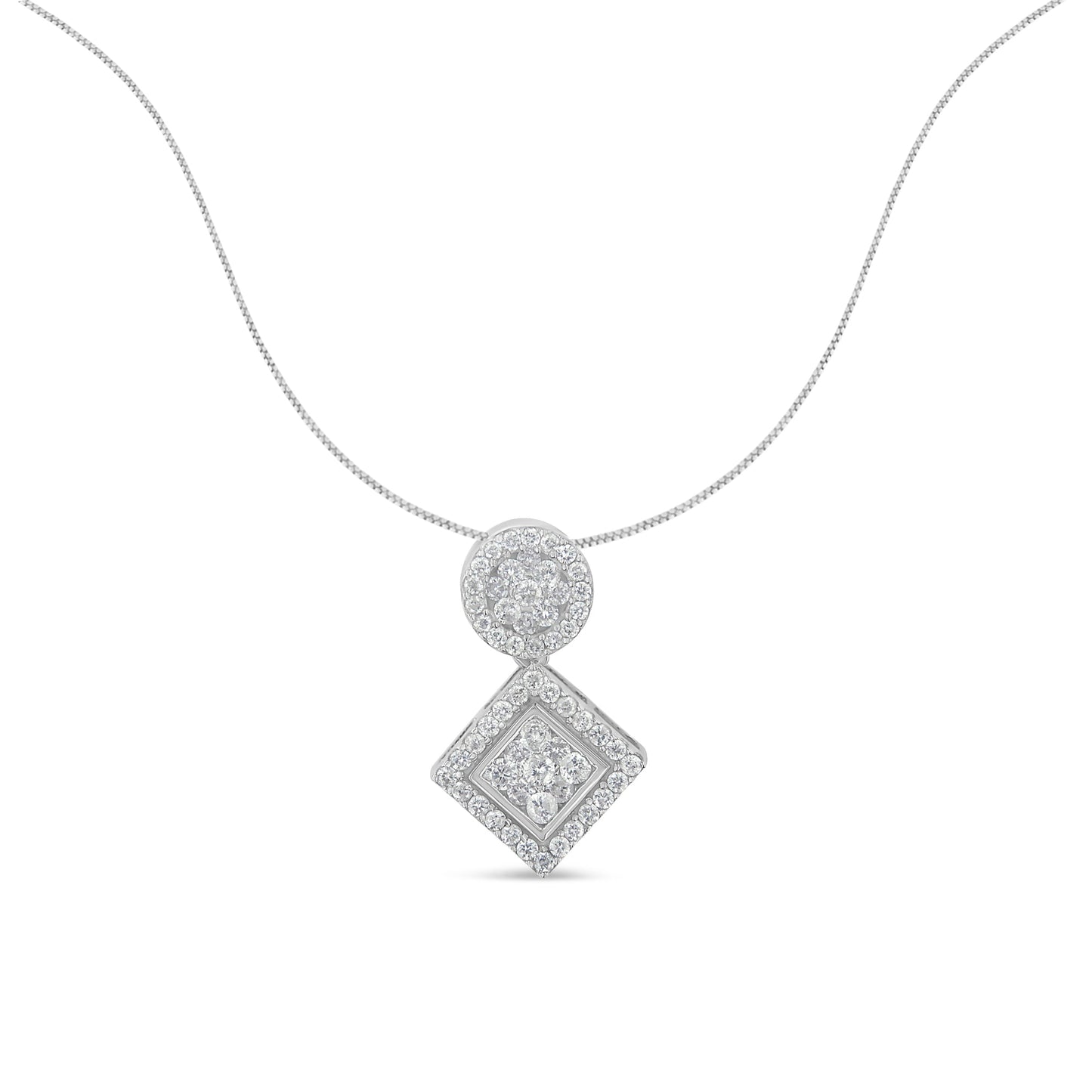 Collar de diamantes con colgante de oro blanco de 14K - 1 cttw