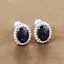 2.16 Carat Blue Sapphire and Diamond Halo Earrings in 14K White Gold