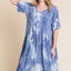 Stylish Tie-Dye V-Neck Half Sleeve Dress