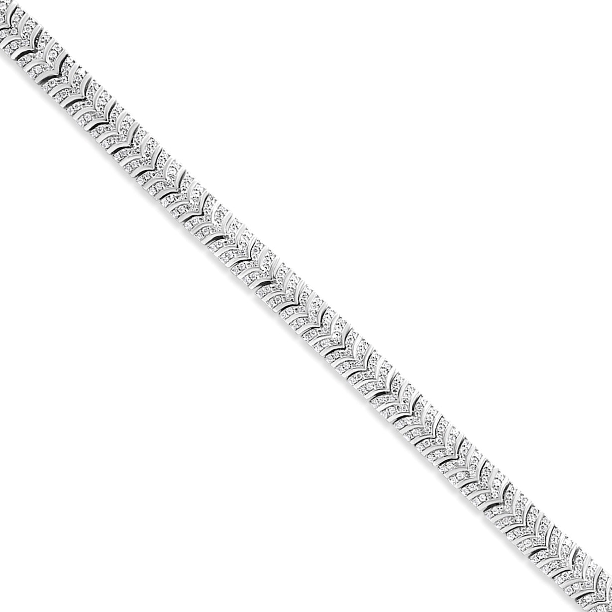Pulsera de eslabones en chevron de diamantes de plata esterlina .925 - 3.00 Cttw