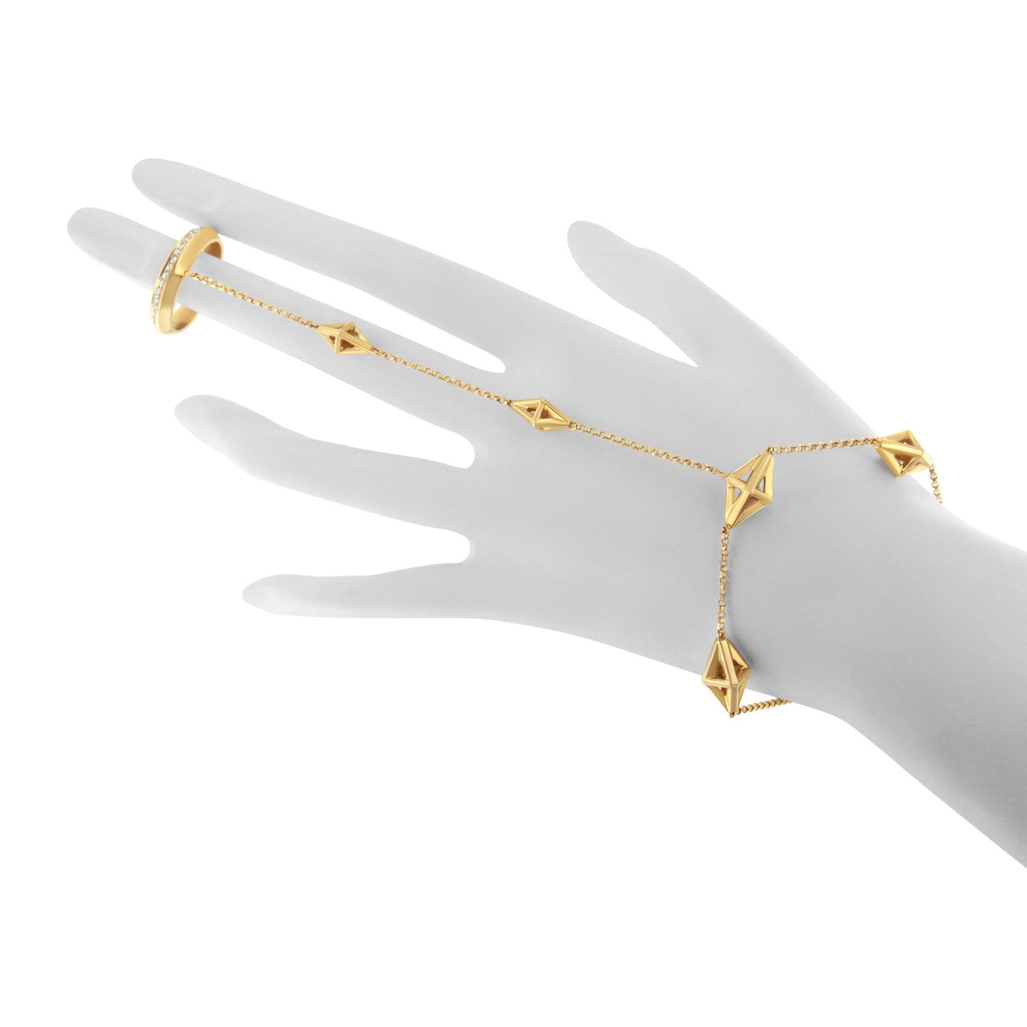 Pulsera de Cadena de Mano de Diamante en Oro Amarillo de 14K - 7"