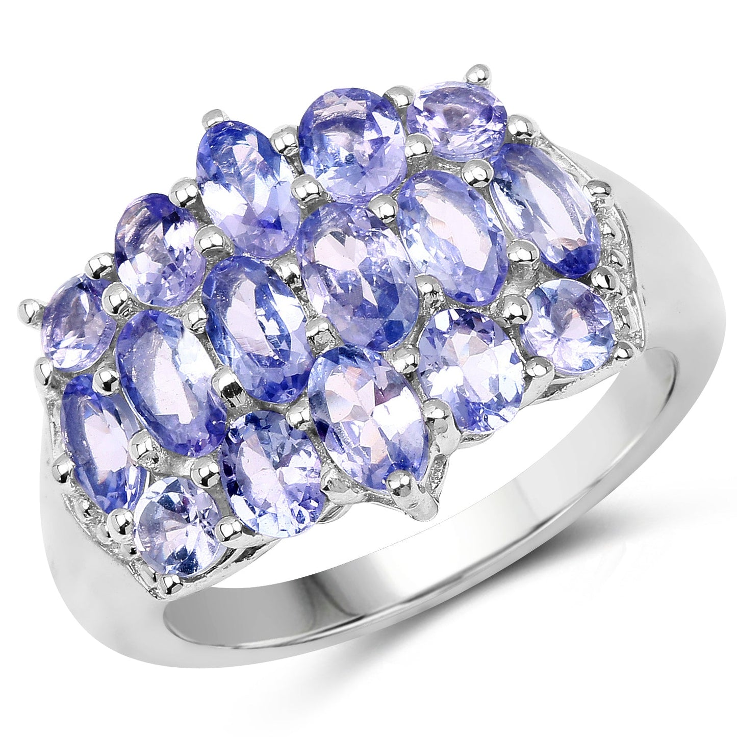 Bague de fiançailles en argent sterling avec tanzanite véritable de 3,08 carats