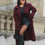 Manteau Maxi à Revers Bordeaux Élégant