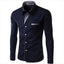 European and American Men's Long Sleeve Color Block Shirt