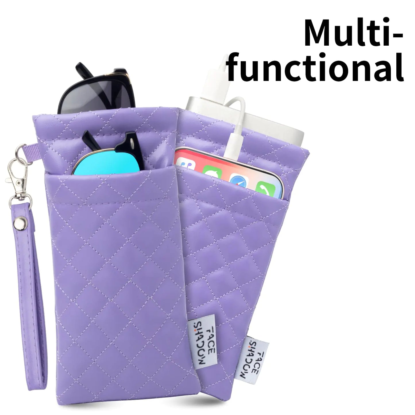 Premium Double Glasses Case with Cleaning Cloth - Purple