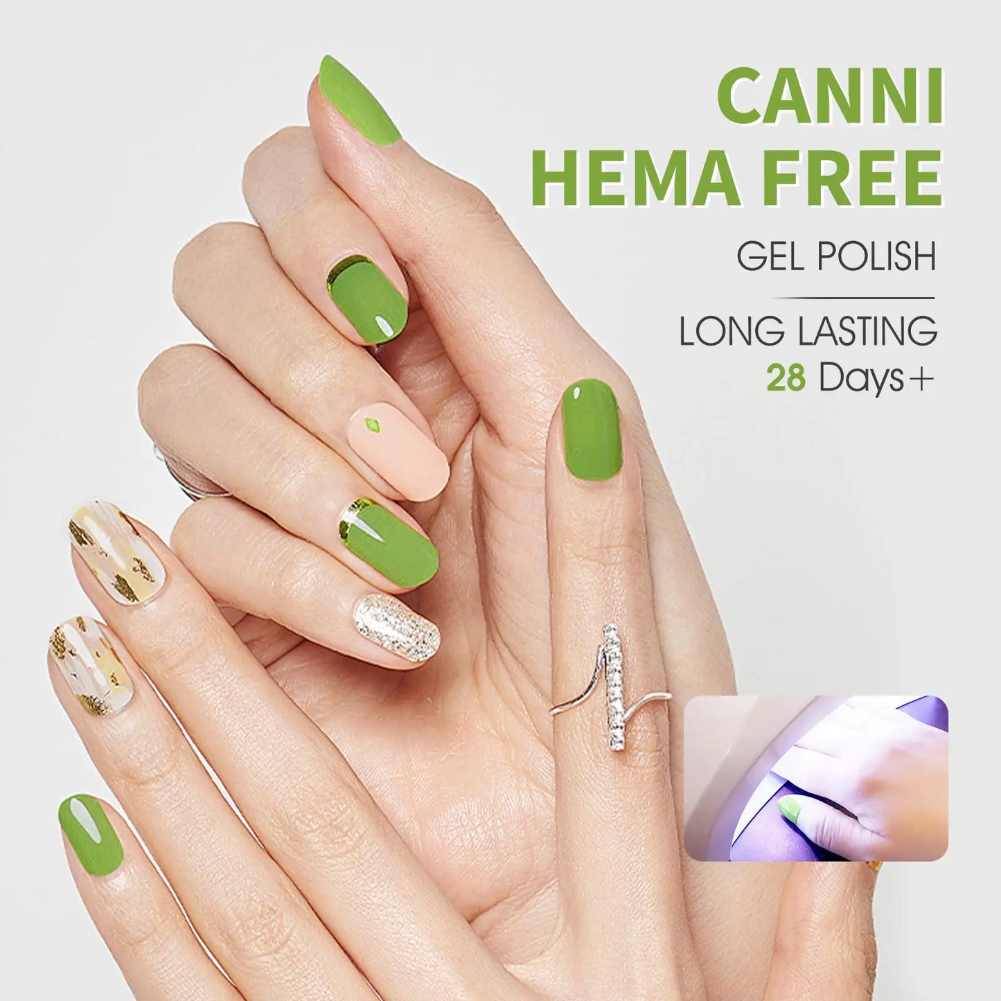 CANNI Vernis à Ongles Gel Pastel Lime Sage - Fini Brillant