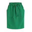 Falda de Cintura Elástica de Algodón para Mujer con Lazo - Estilo Midi Lápiz (Verde)