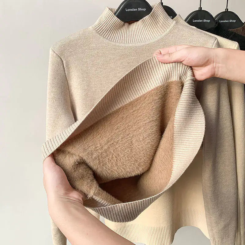 Pull-over à col roulé pour femmes automne hiver