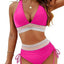 Color Block Drawstring Bikini Set