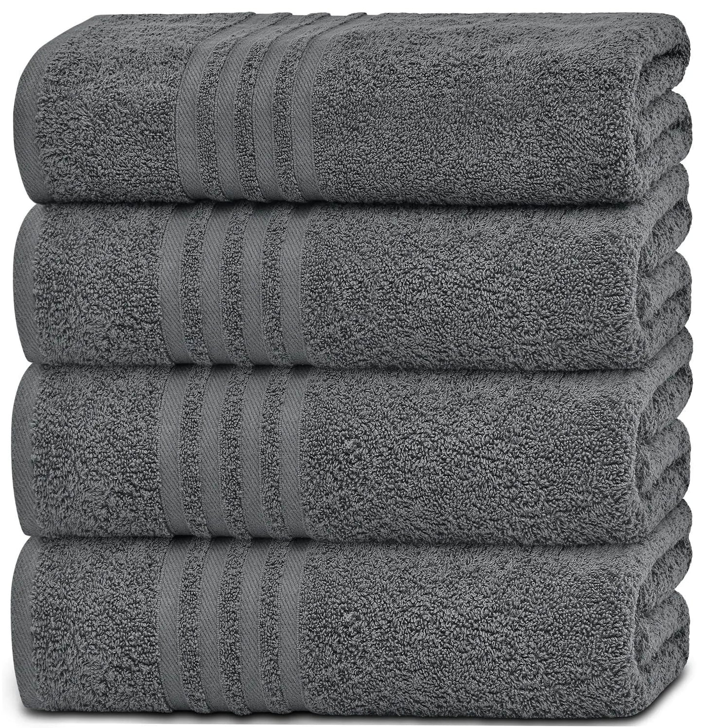 Juego de 4 toallas de baño grises Wealuxe - Toallas de cuerpo de algodón premium