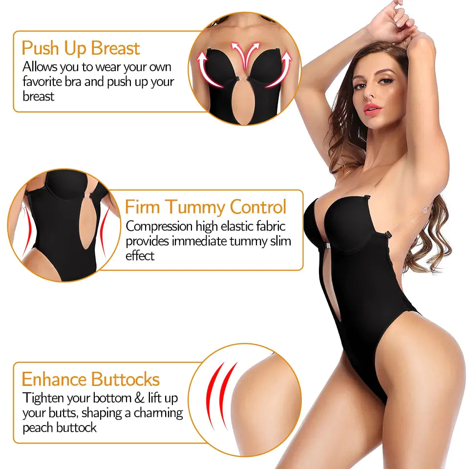 Deep V-Neck Shapewear Bodysuit for Women