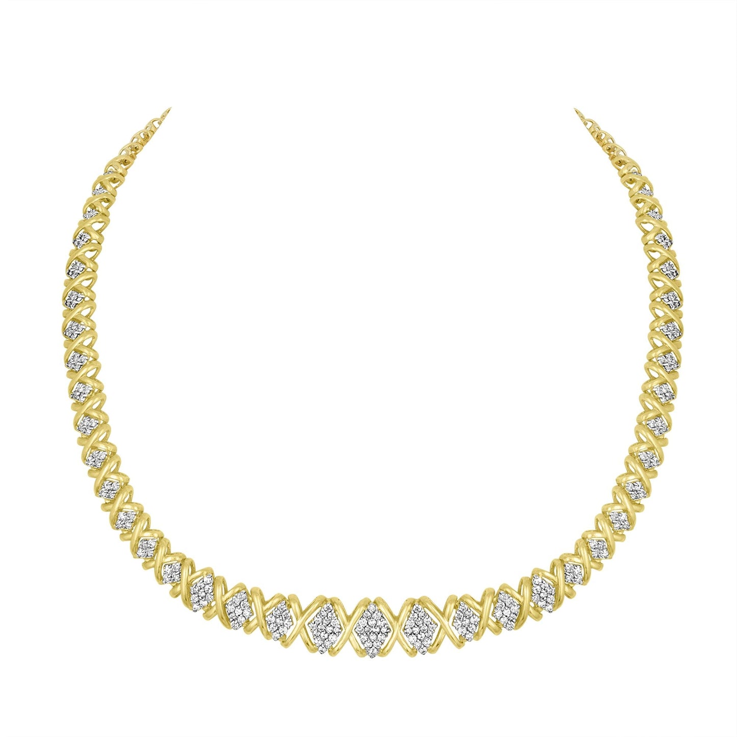 Collar Declarativo Riviera de Diamantes en Oro Amarillo de 10K