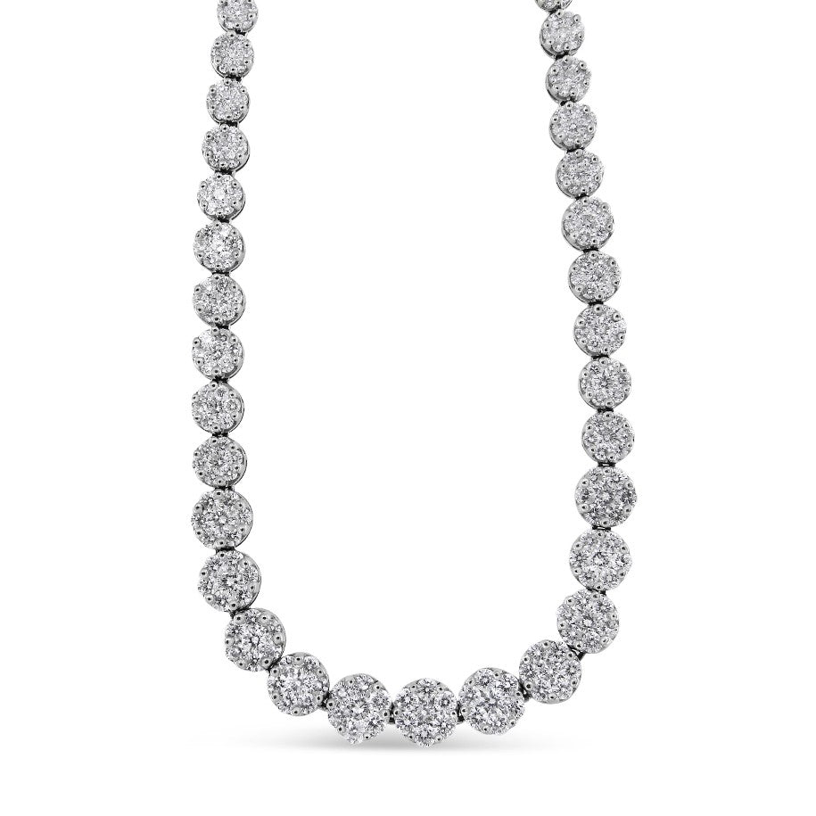 Collier Riviera en diamant pavé certifié IGI en or jaune 14K