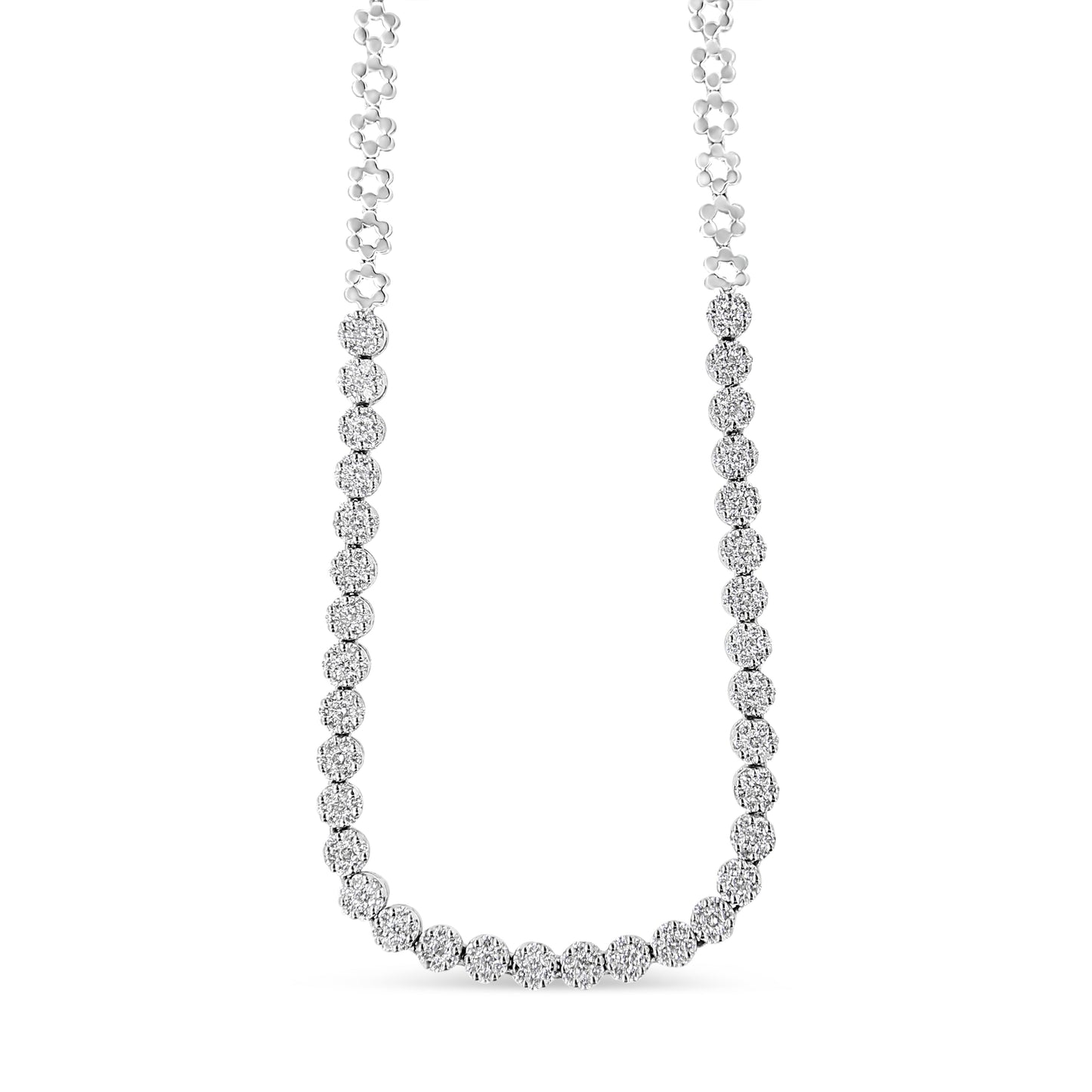 Collier Riviera en diamant cluster en or blanc 14K certifié IGI
