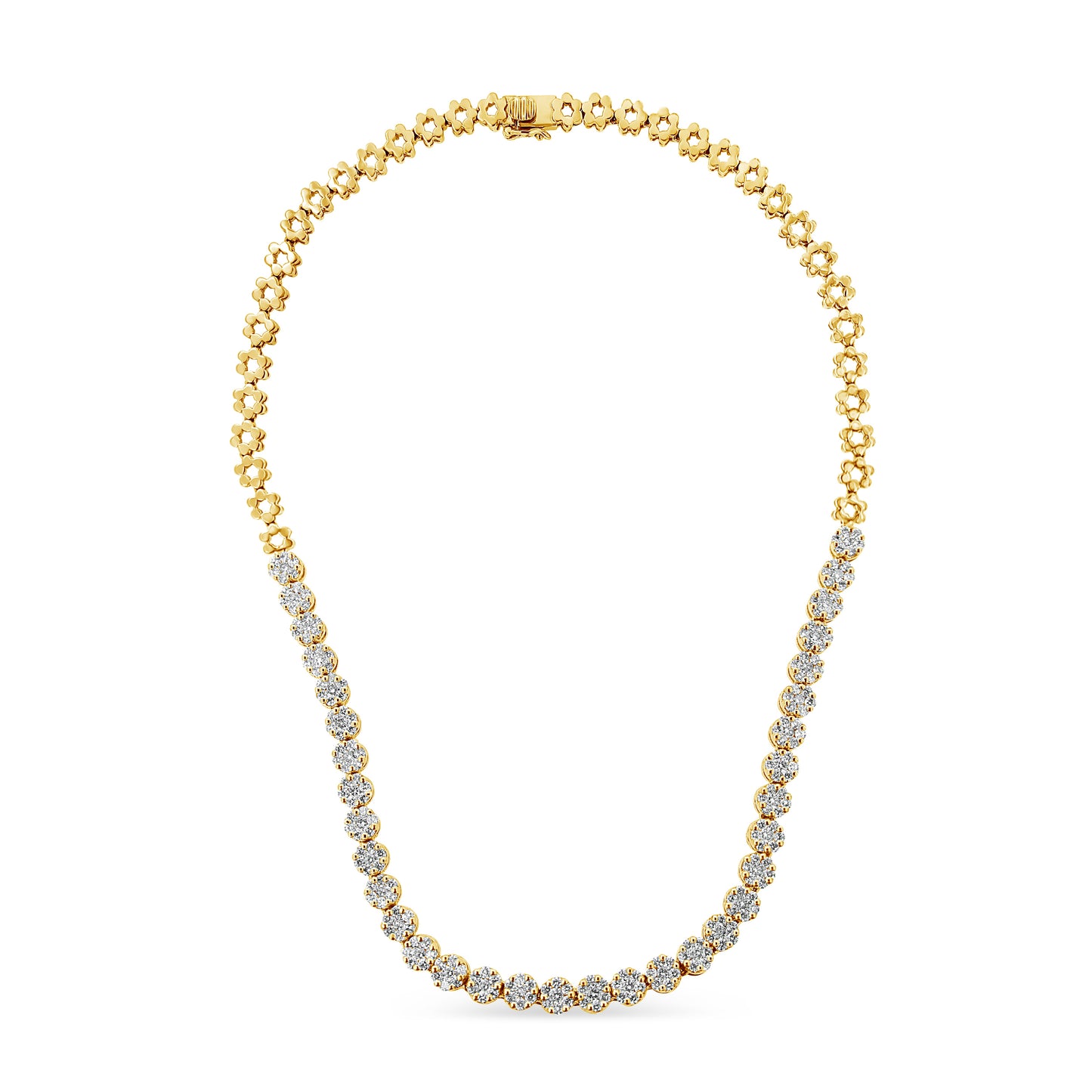 Collier Riviera en diamant cluster en or blanc 14K certifié IGI