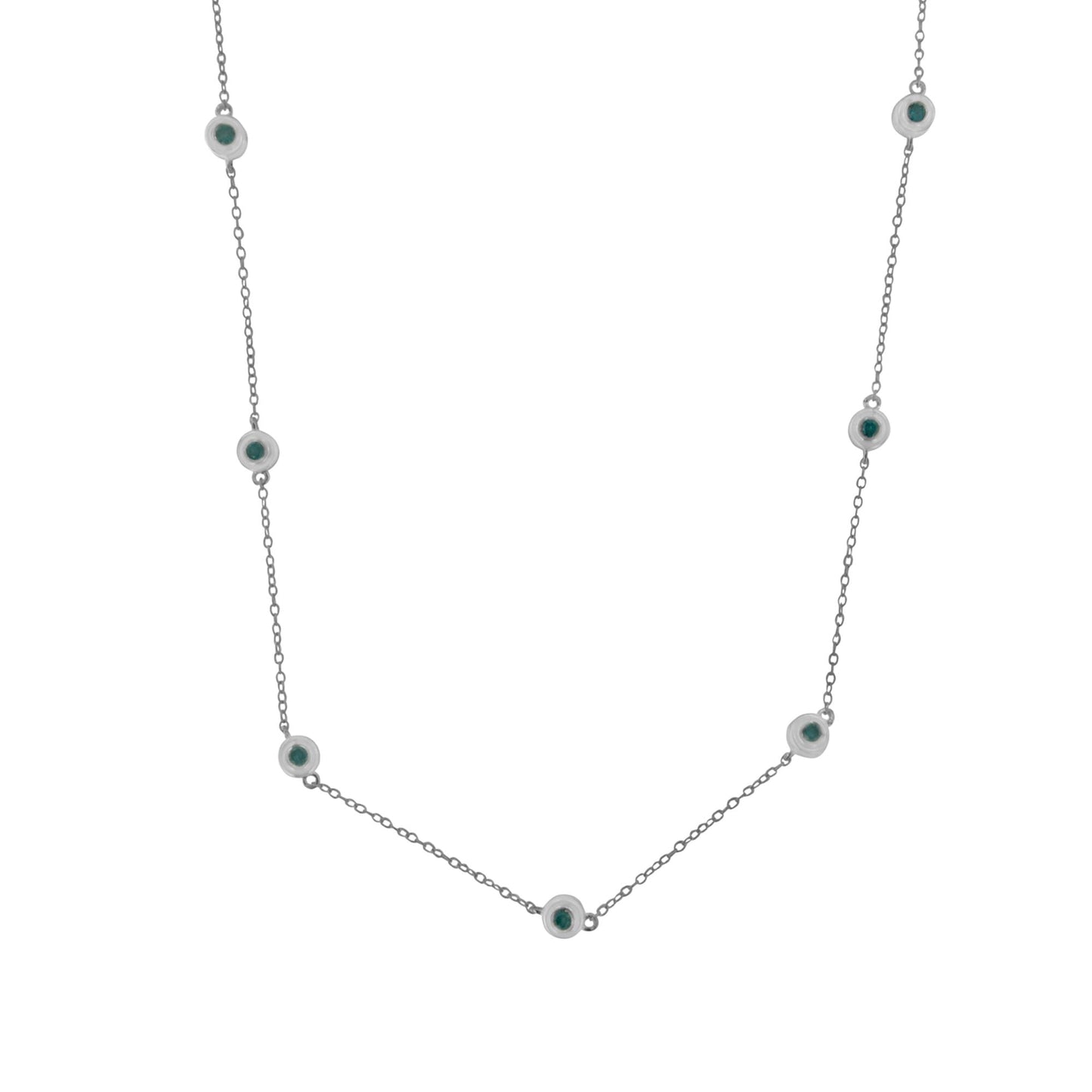 Collier en Argent Sterling avec Diamants Bleus