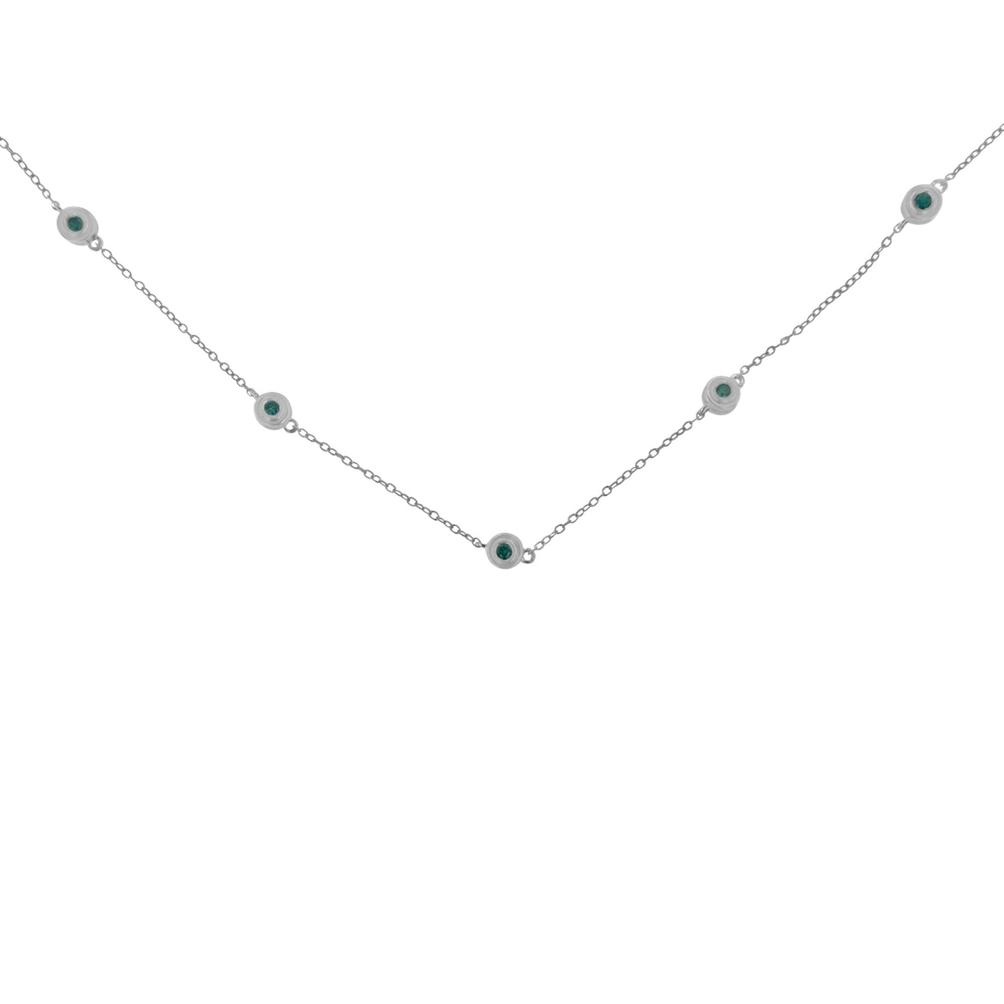 Collier en Argent Sterling avec Diamants Bleus