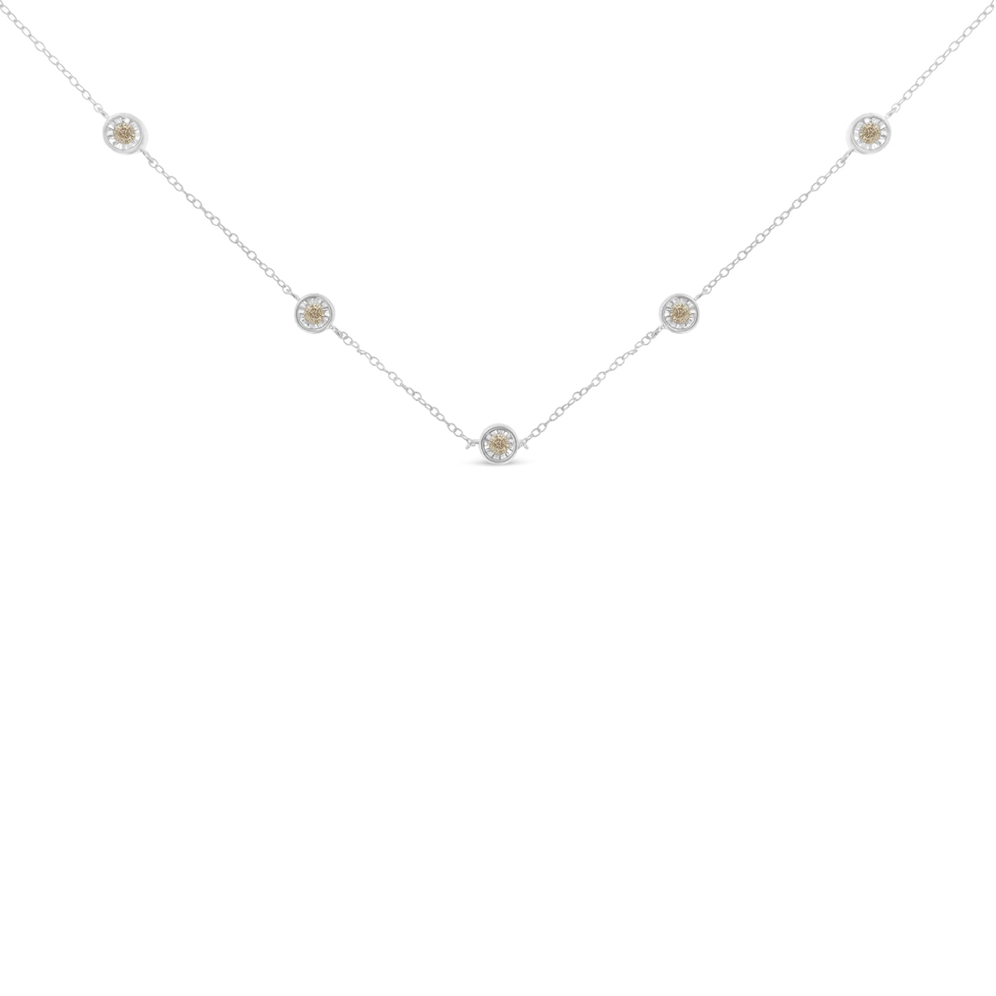 Sterling Silver Diamond Station Necklace - 0.5 cttw
