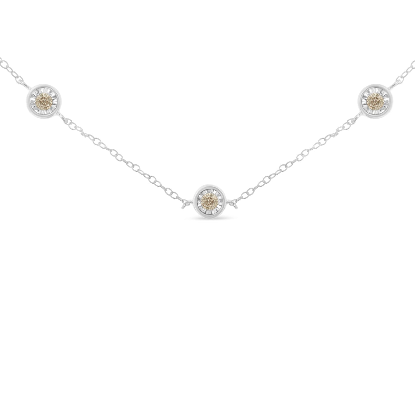 Sterling Silver Diamond Station Necklace - 0.5 cttw
