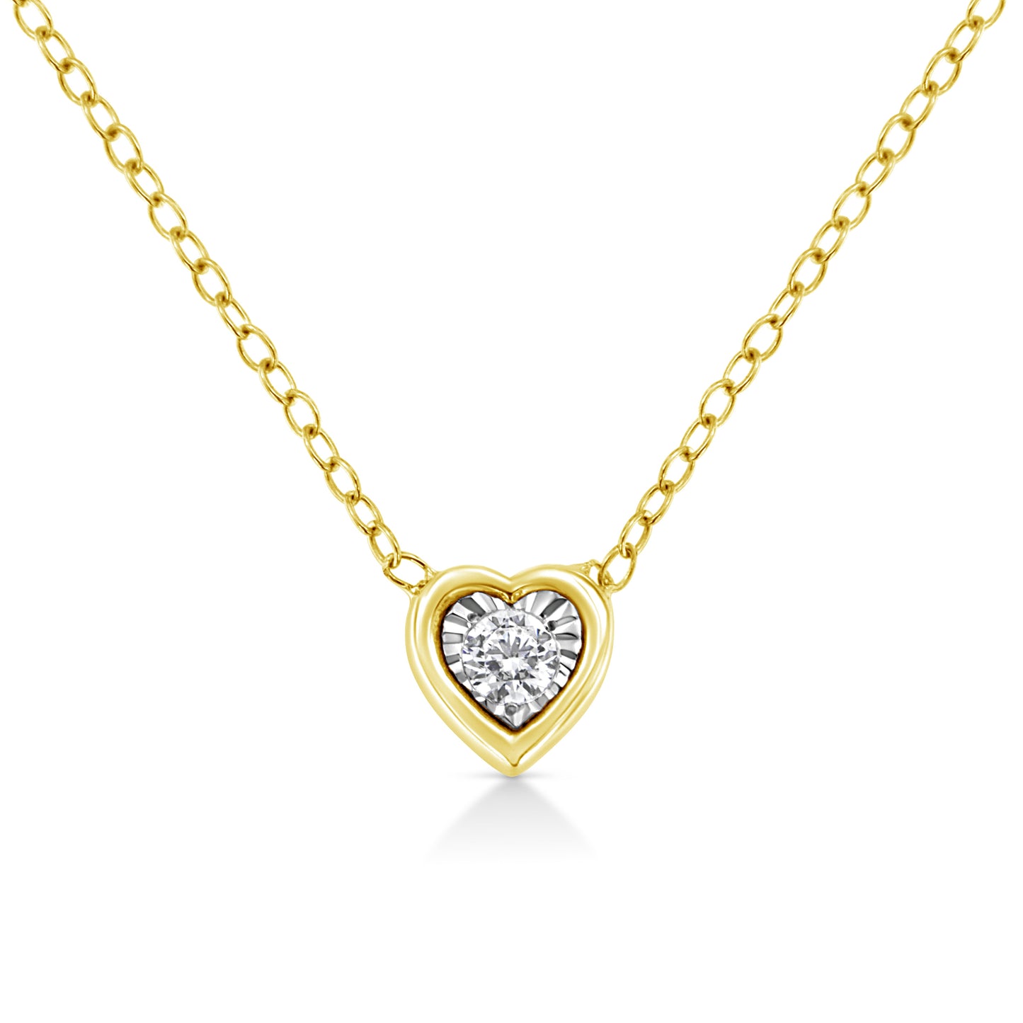 Collar de Pendiente de Diamante de Plata Esterlina Baño de Oro de 10K