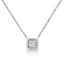 10K White Gold Round-Cut Diamond Square Pendant Necklace
