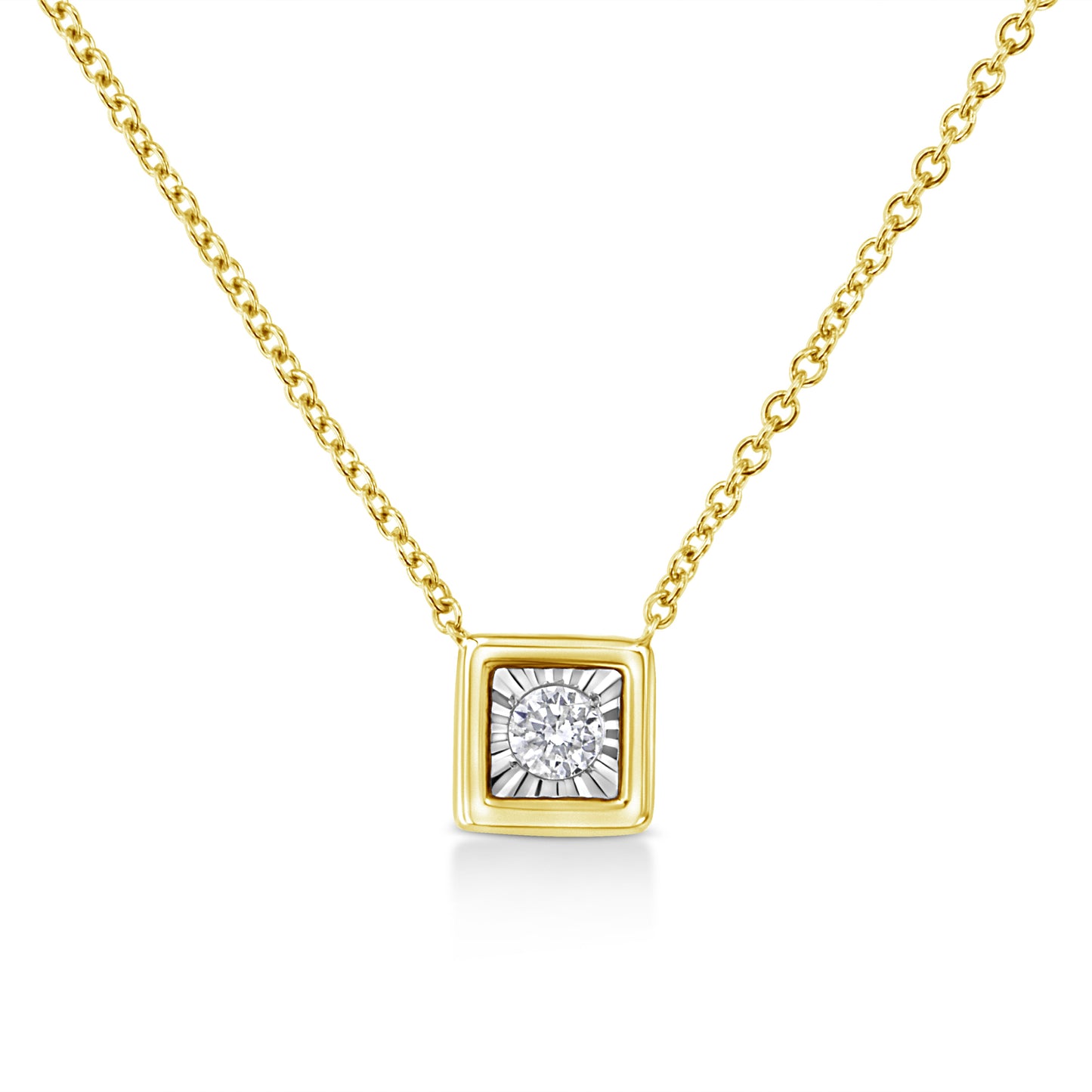 Collar de Pendiente de Diamante de Plata Esterlina Baño de Oro de 10K