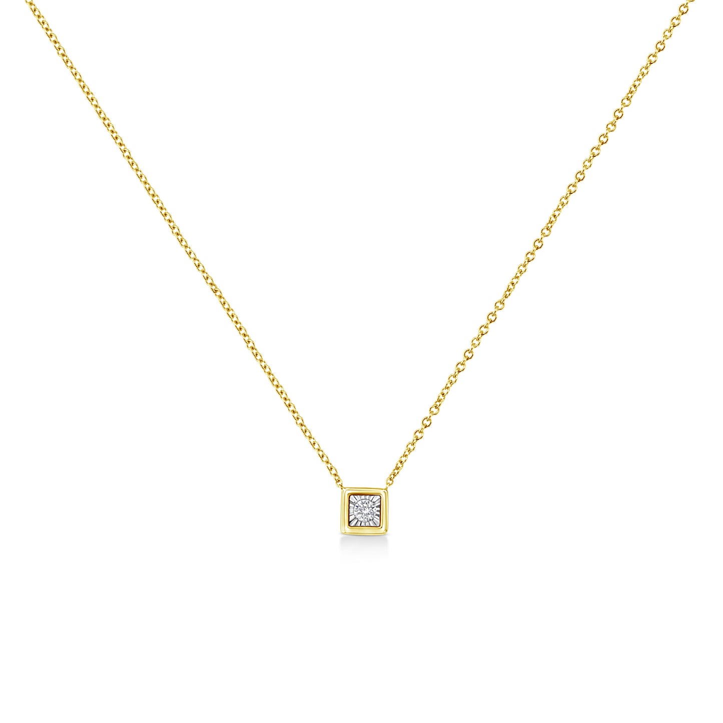 Collar de Pendiente de Diamante de Plata Esterlina Baño de Oro de 10K