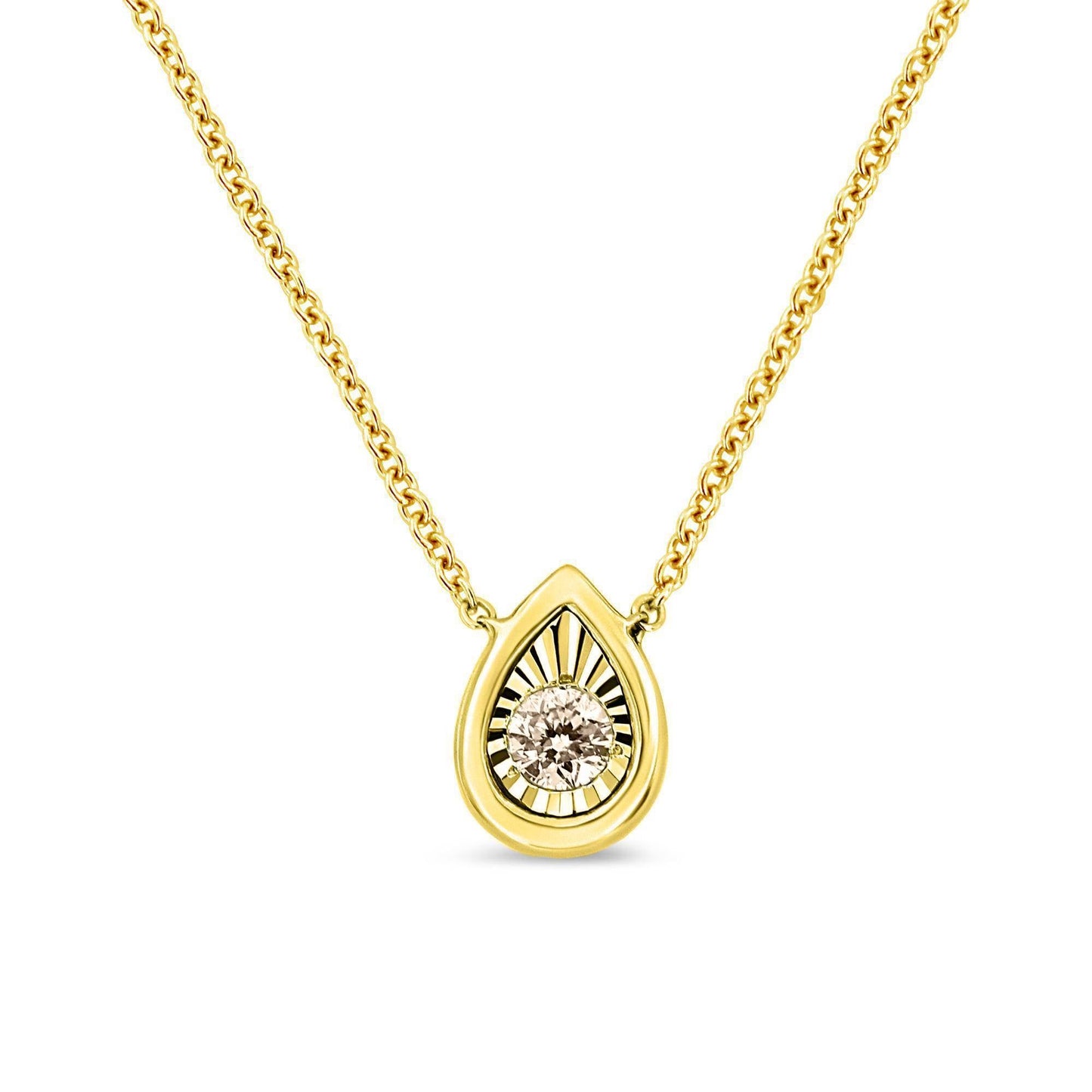 Collar de Pendiente de Diamante de Plata Esterlina Baño de Oro de 10K