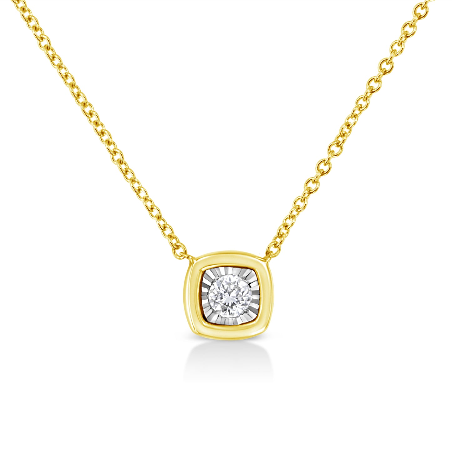Collar de Pendiente de Diamante de Plata Esterlina Baño de Oro de 10K
