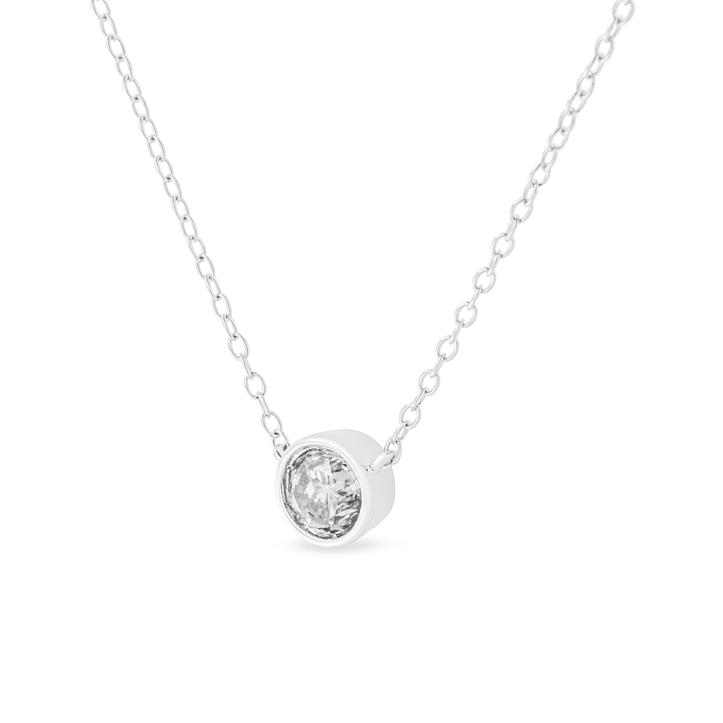 Collier Pendentif en Argent Sterling 0,5 Cttw avec Diamant en Monture Bezel