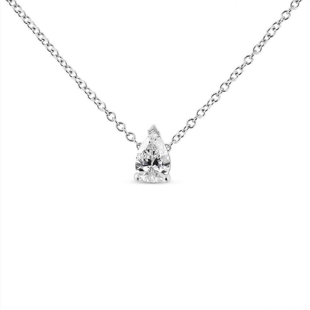 Pendentif en diamant en forme de poire en or blanc 14K avec diamant cultivé en laboratoire