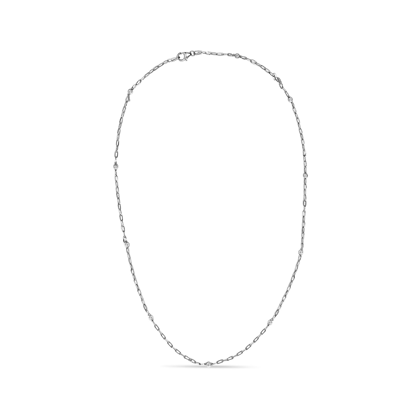 Collier en diamant à 11 stations en or blanc 14K avec sertissage en chaton