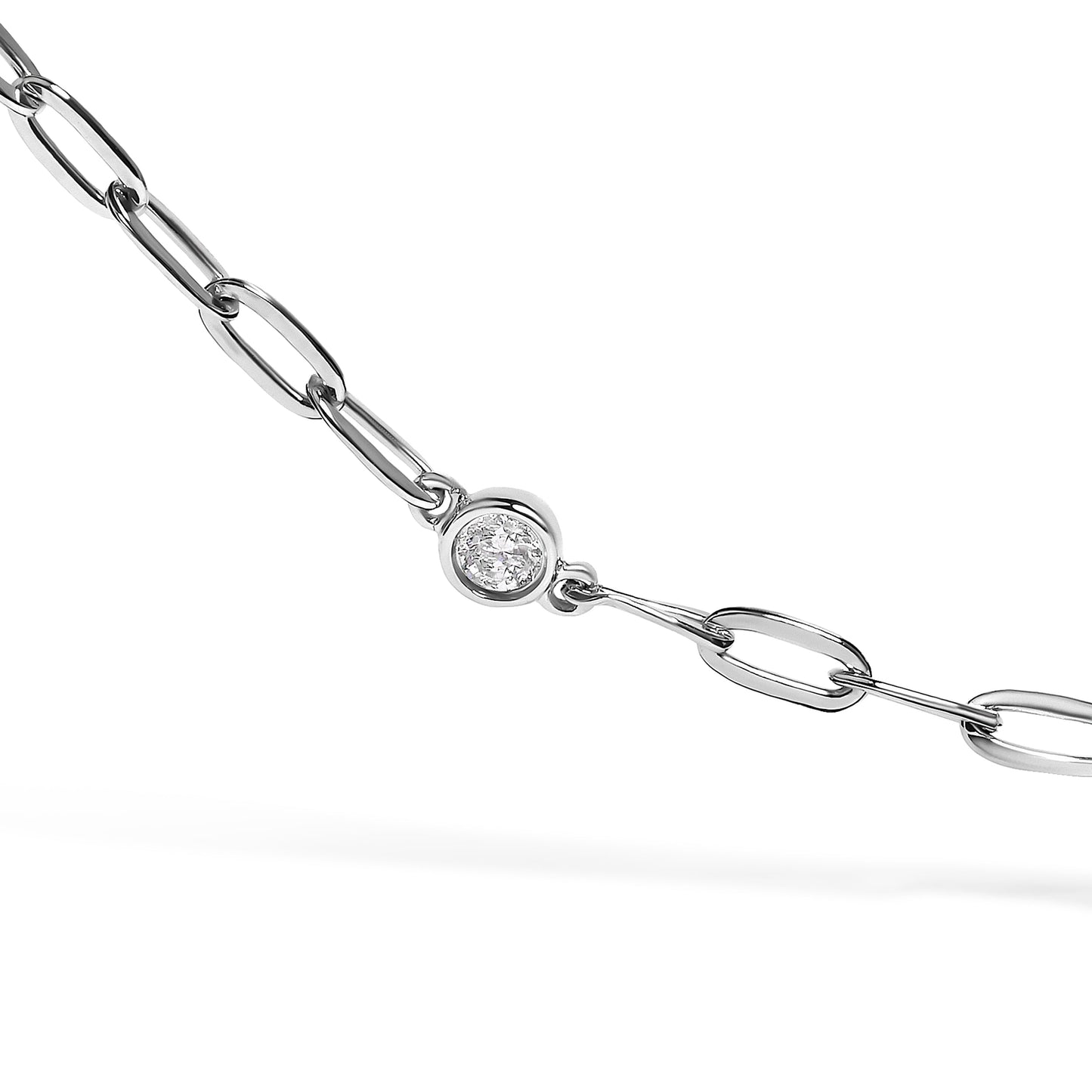 Collier en diamant à 11 stations en or blanc 14K avec sertissage en chaton