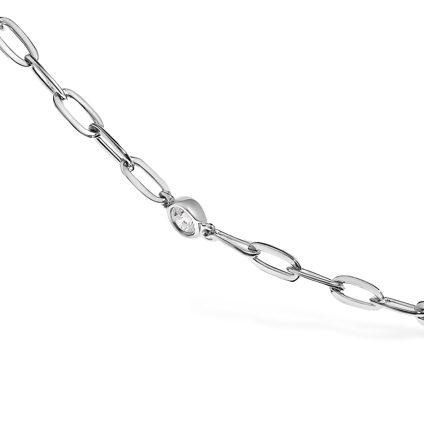 Collier en diamant à 11 stations en or blanc 14K avec sertissage en chaton