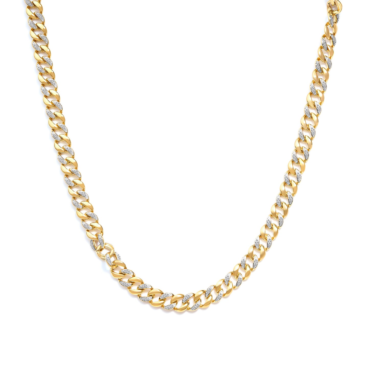 Collier en lien cubain en argent sterling plaqué or jaune 14K - 18"