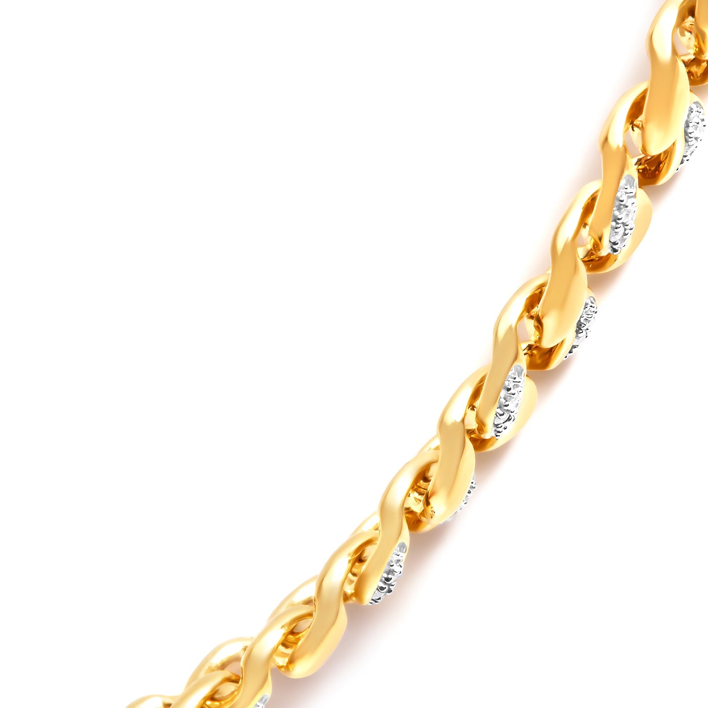 Collier en lien cubain en argent sterling plaqué or jaune 14K - 18"