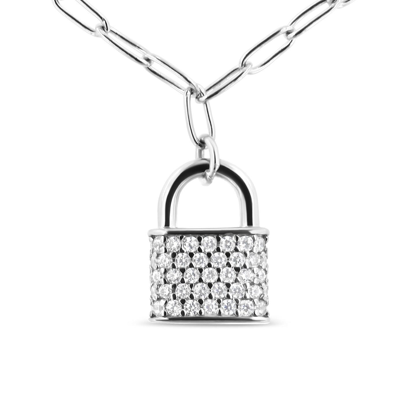 Collier Pendentif Verrou en Argent Sterling 0,25 ct