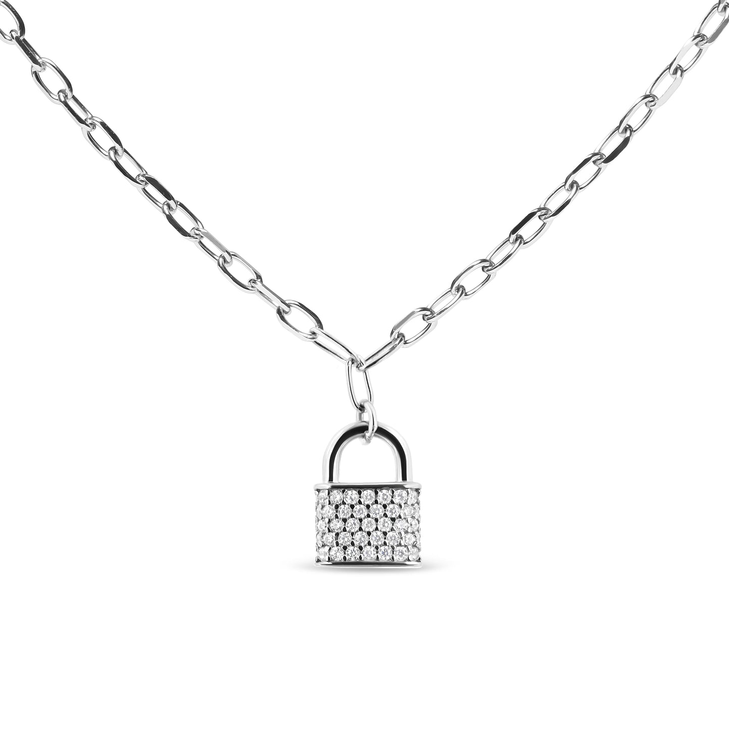 Collier Pendentif Verrou en Argent Sterling 0,25 ct