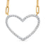 Collier Pendentif Cœur en Argent Sterling Plaqué Or Jaune 14K avec Diamants