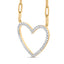 Collier Pendentif Cœur en Argent Sterling Plaqué Or Jaune 14K avec Diamants