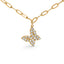 Collar de mariposa ajustable de diamantes en oro amarillo de 14KT - 15"-17"