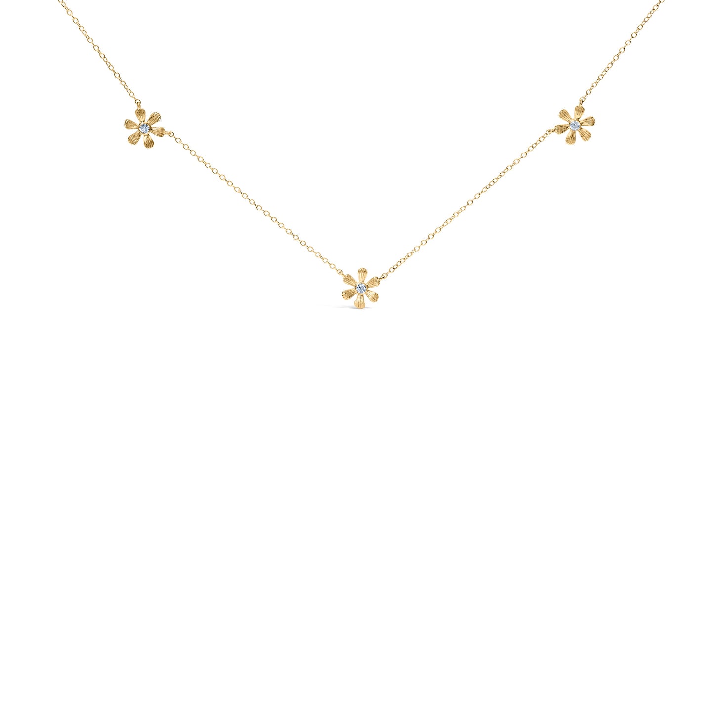 Collar de Cadena Floral de Diamantes en Oro Amarillo de 10K
