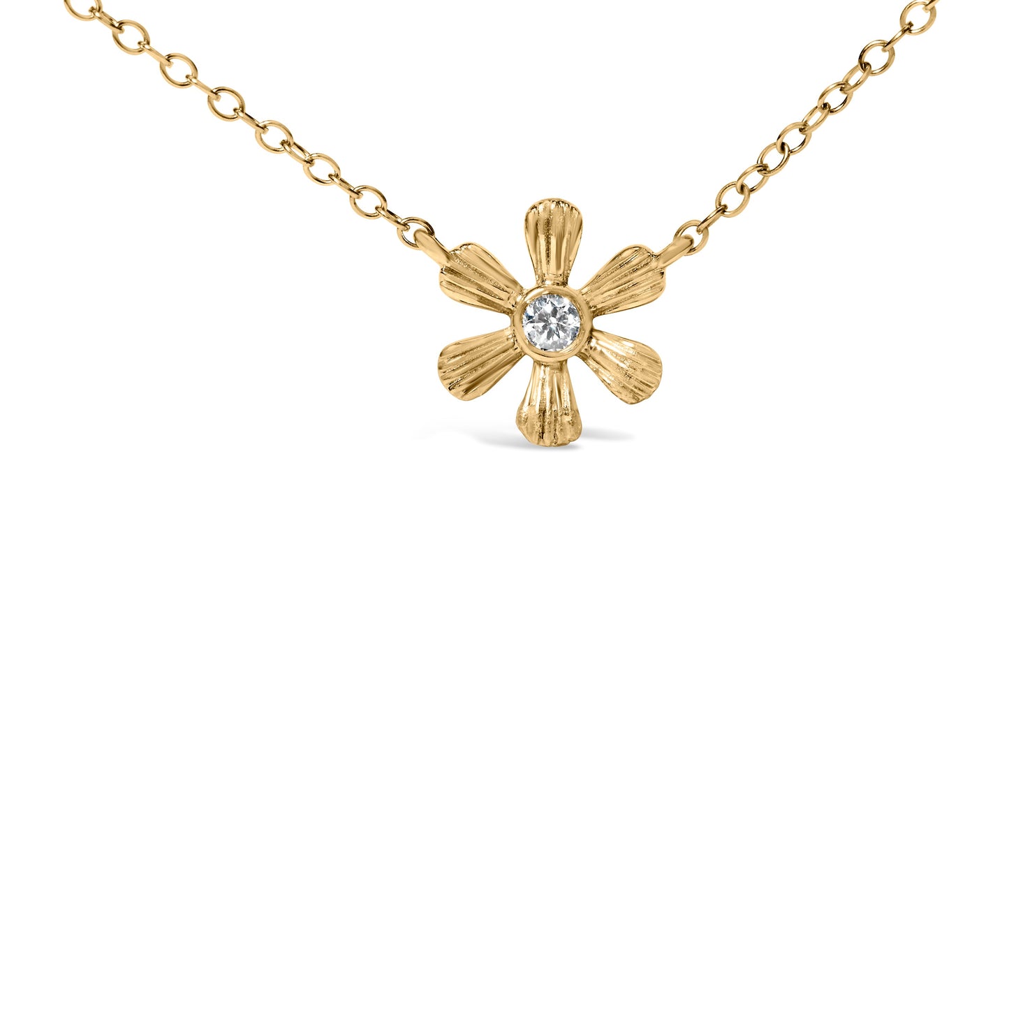 Collar de Cadena Floral de Diamantes en Oro Amarillo de 10K
