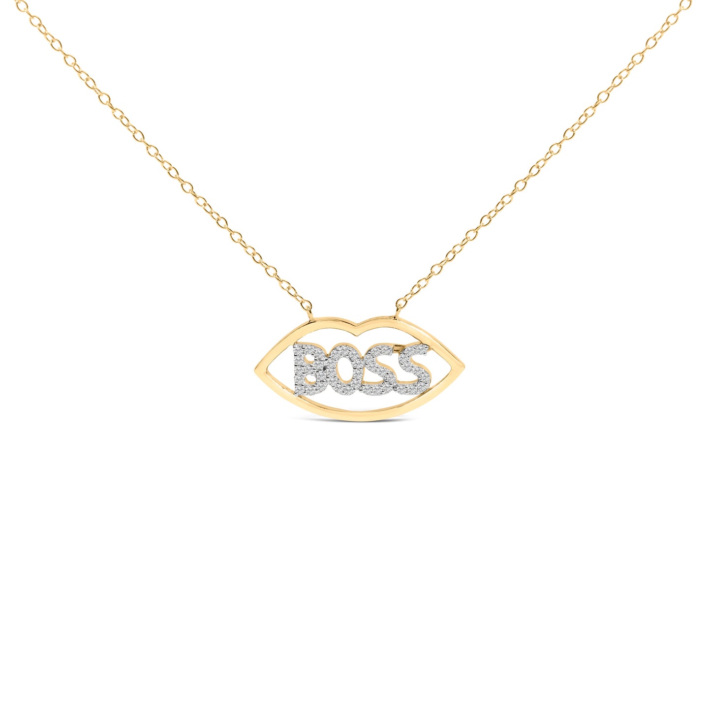 14K Yellow Gold Plated Silver Diamond 'Boss' Pendant Necklace - 18 Inch