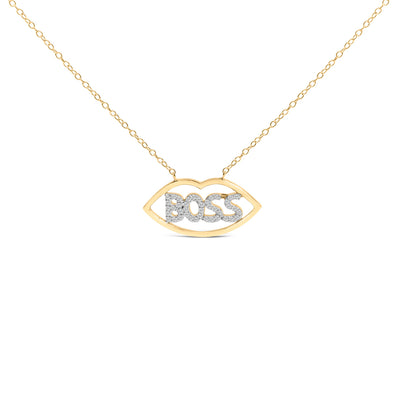 Collier Pendentif 'Boss' en Argent Plaqué Or Jaune 14K - 18 Pouces