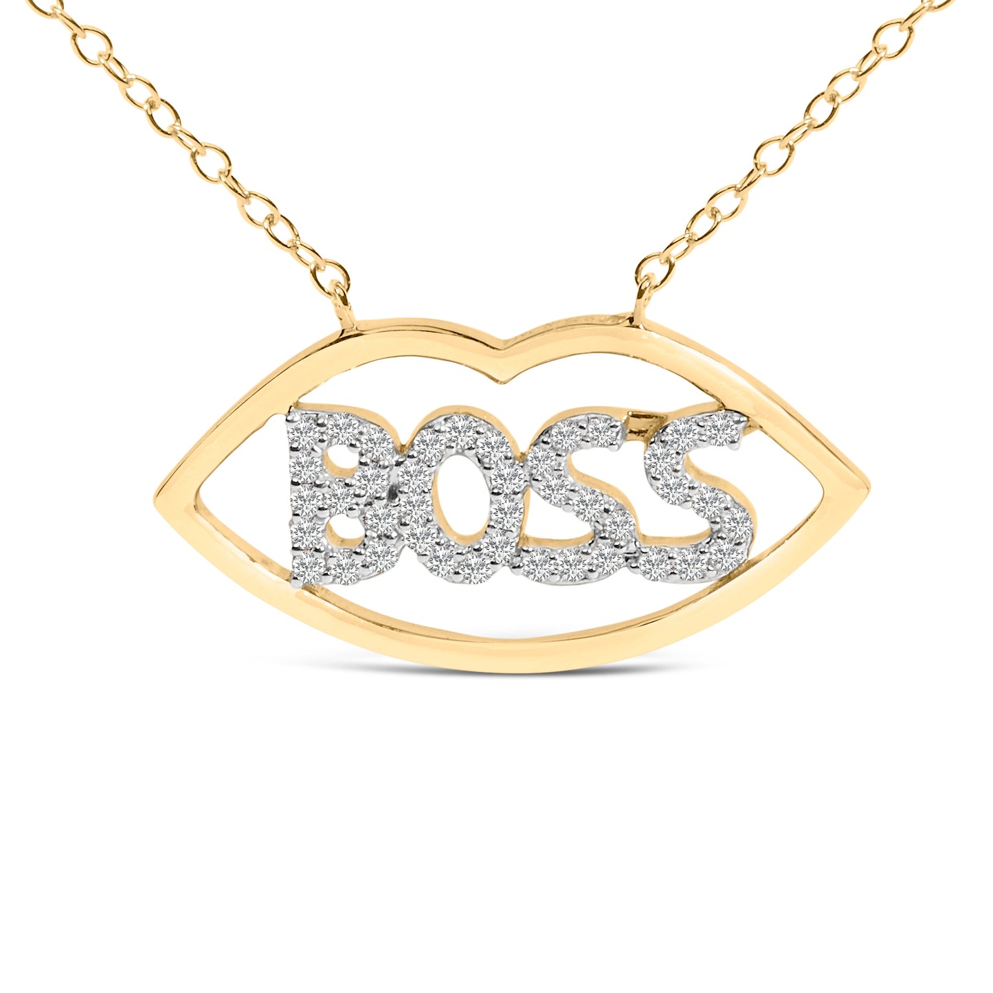14K Yellow Gold Plated Silver Diamond 'Boss' Pendant Necklace - 18 Inch