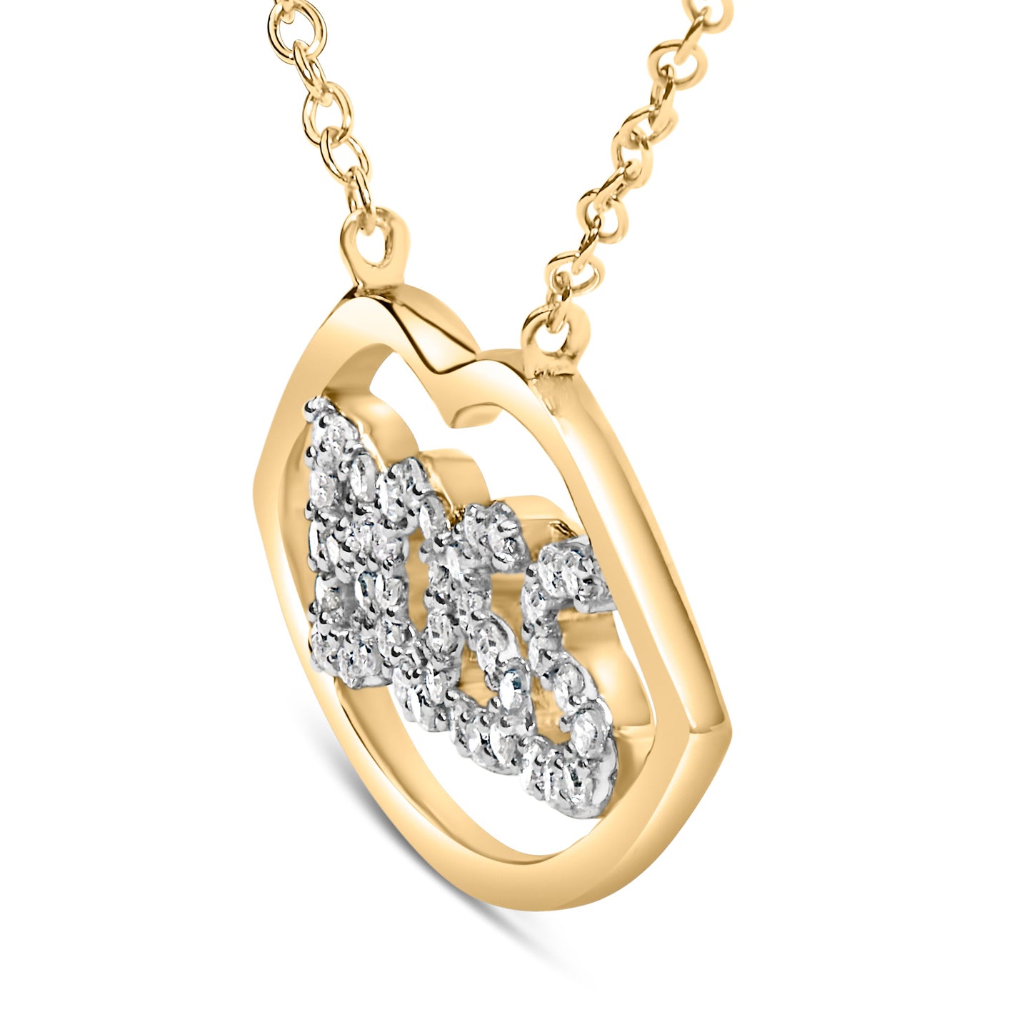 14K Yellow Gold Plated Silver Diamond 'Boss' Pendant Necklace - 18 Inch