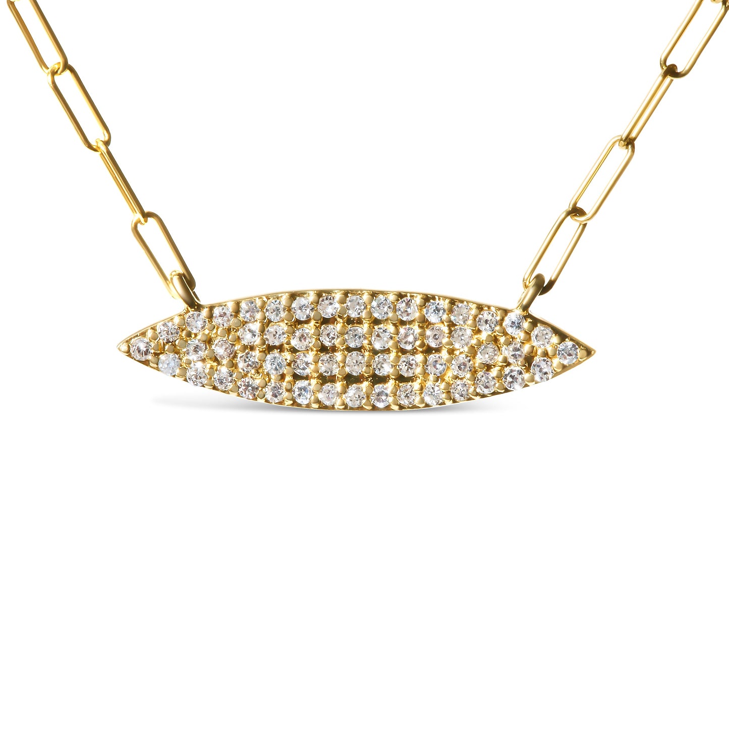 Collier à charms en marquise et barre à deux brins en or jaune 14K