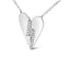 Collier Pendentif Cœur Brisé en Argent Sterling .925 avec Diamants - 18"